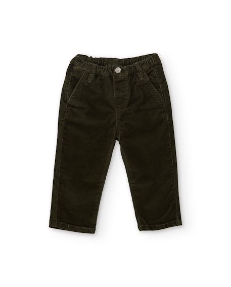 Pantalon en velours côtelé pour bébé garçon avec taille ajustable Vert 1 - vertbaudet enfant 
