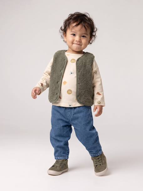 Gilet bébé sherpa à pressions vert 6 - vertbaudet enfant 