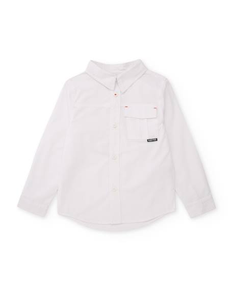 Chemise en coton pour garçon avec poche frontale et coupe classique Blanc 2 - vertbaudet enfant 
