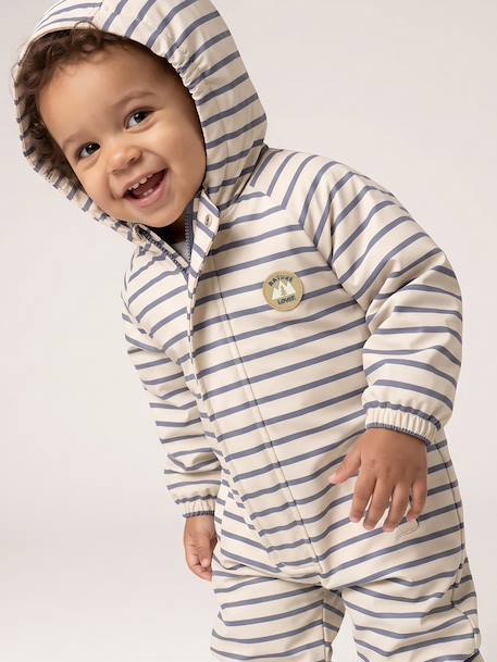 Combinaison à capuche anti-pluie bébé doublée maille polaire sable+vert sauge 9 - vertbaudet enfant 