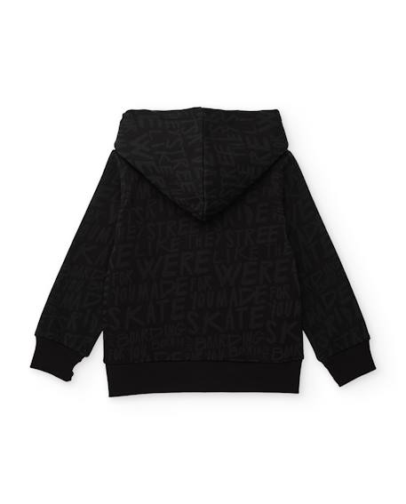 Sweat garçon en molleton avec capuche et fermeture éclair Noir 2 - vertbaudet enfant 