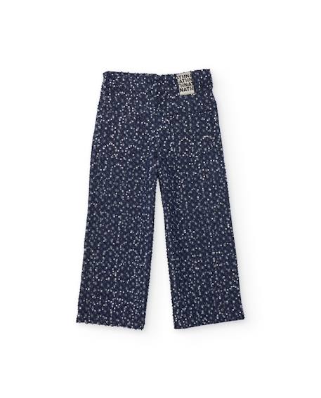 Jean fille à jambe large et paillettes Bleu 3 - vertbaudet enfant 