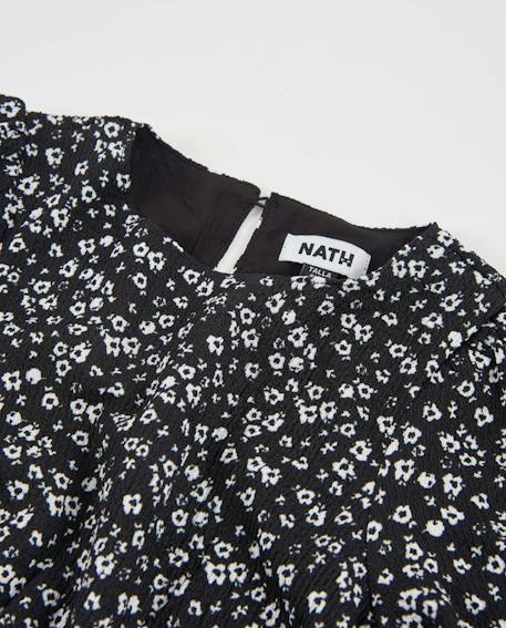 Robe fille en toile avec design floral et manches à volants Noir 4 - vertbaudet enfant 