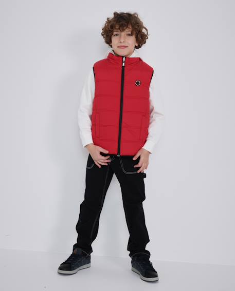 Jean garçon avec surpiqûres contrastées et coupe droite Noir 1 - vertbaudet enfant 