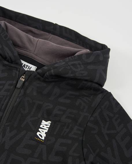 Sweat garçon en molleton avec capuche et fermeture éclair Noir 3 - vertbaudet enfant 