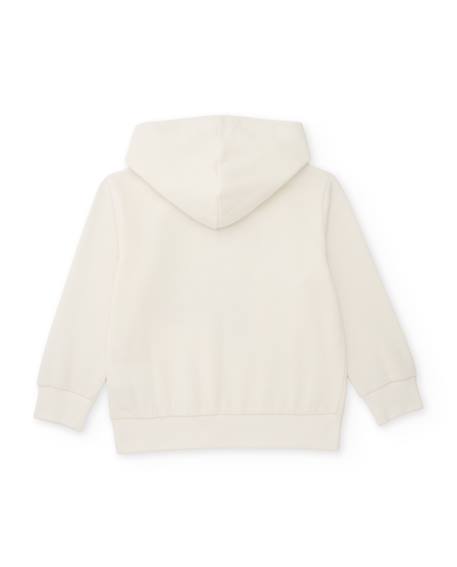 Sweat garçon en molleton avec capuche et motif route Blanc 3 - vertbaudet enfant 