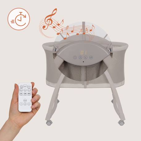 Lit bébé berceau 2en1 gaya pliable avec 4 roues et moustiquaire Beige latte+Beige sand 4 - vertbaudet enfant 
