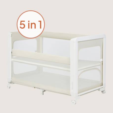 Lit cododo 5en1 patty pliable avec fonction lit parapluie et parc, matelas haute densité et 4 roulettes Beige sand+Grey graphite 2 - vertbaudet enfant 