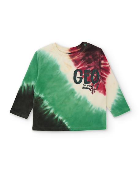 T-shirt garçon en jersey à manches longues et imprimé tie and dye Vert 1 - vertbaudet enfant 