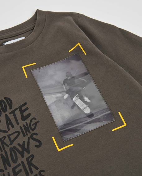 T-shirt garçon en maille avec imprimé photo Gris 3 - vertbaudet enfant 