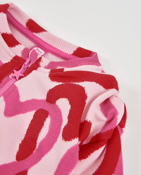 Sweat zippé fille en molleton à imprimé cœurs Rose 3 - vertbaudet enfant 