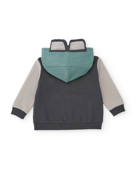 Sweat à capuche garçon en molleton à imprimé urbain Gris 2 - vertbaudet enfant 