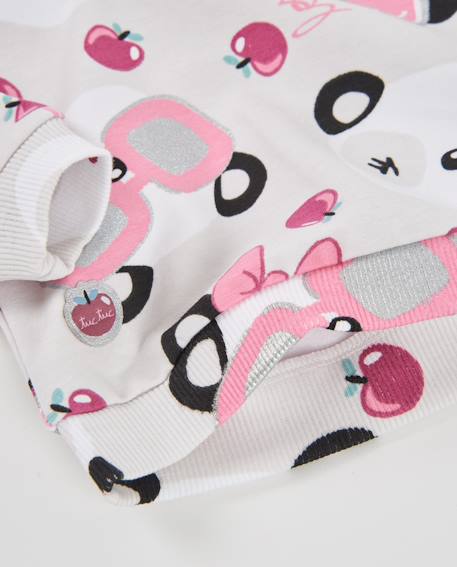 Sweat fille en molleton doux avec imprimé ludique Blanc 5 - vertbaudet enfant 