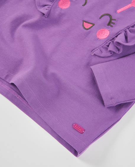 T-shirt en jersey fille à volants aux épaules et motif fantaisie Violet 4 - vertbaudet enfant 