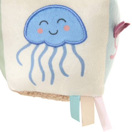 Cube tissu d'activités noa thème mer 13,5x13,5cm Beige 4 - vertbaudet enfant 