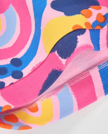 Sweat fille en molleton à imprimé floral abstrait Rose 4 - vertbaudet enfant 