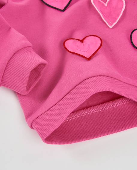 Sweat fille en molleton chaud avec cœurs brodés Rose 5 - vertbaudet enfant 