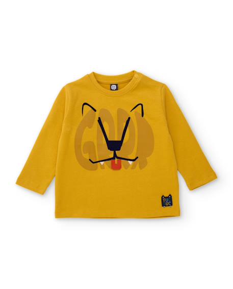 T-shirt à manches longues garçon en jersey imprimé tigre Jaune 1 - vertbaudet enfant 