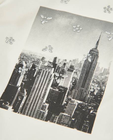 T-shirt pour fille en maille à manches longues et design de ville Blanc 4 - vertbaudet enfant 