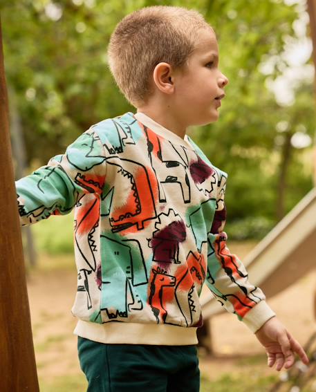 Sweat bébé garçon en molleton doux à motif animaux de la savane Beige 1 - vertbaudet enfant 