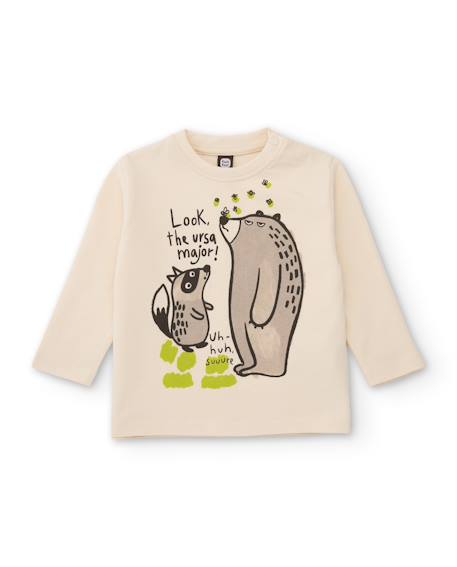 T-shirt bébé garçon en jersey à motif animaux et manches longues Blanc 1 - vertbaudet enfant 