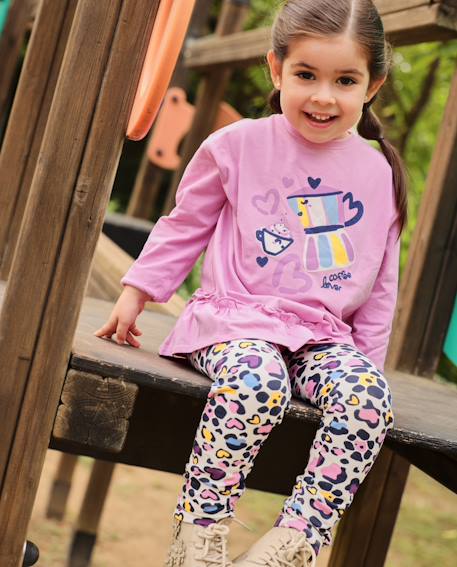 Legging en molleton fille à imprimé animal et matière confortable Blanc 1 - vertbaudet enfant 