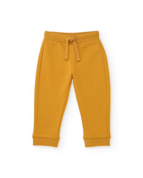 Pantalon en molleton pour garçon avec taille élastique Jaune 1 - vertbaudet enfant 