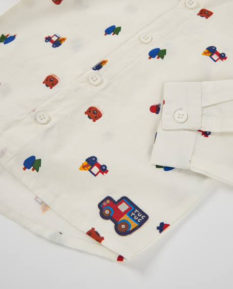 Chemise garçon en toile imprimée avec boutons devant Blanc 5 - vertbaudet enfant 