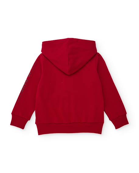 Sweat garçon en jersey avec capuche et fermeture éclair Rouge 2 - vertbaudet enfant 