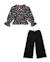 Ensemble pour fille en maille avec sweat à imprimé floral et pantalon large Noir 1 - vertbaudet enfant 