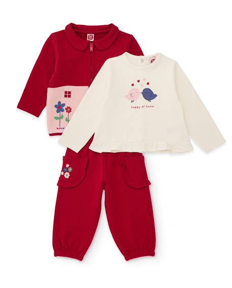 Ensemble en tricot pour bébé avec fermeture zippée sur le devant Rouge 1 - vertbaudet enfant 