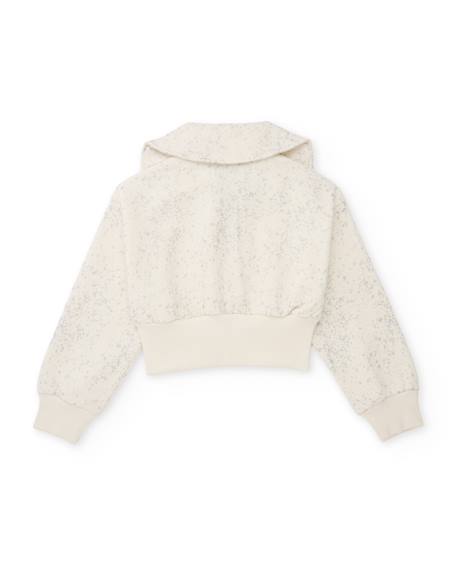 Ensemble fille en maille avec sweat à fermeture éclair et leggings évasés Blanc 4 - vertbaudet enfant 