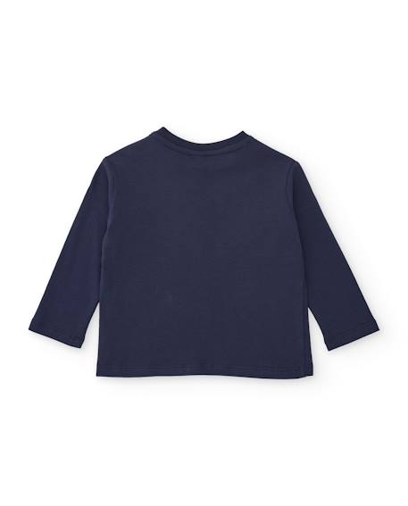 T-shirt en maille pour garçon à manches longues et imprimé aventure Bleu 2 - vertbaudet enfant 