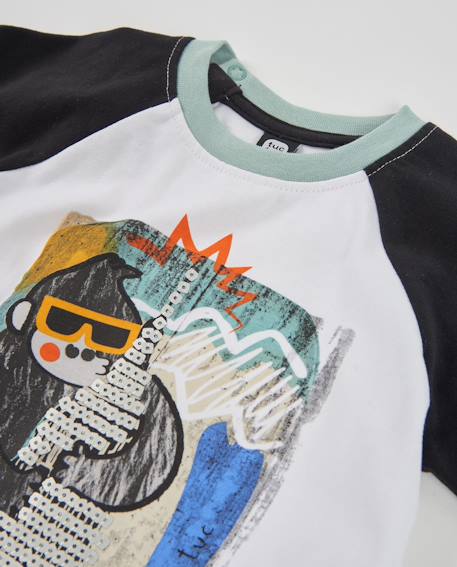 T-shirt bébé garçon manches longues en jersey à imprimé graphique Blanc 3 - vertbaudet enfant 