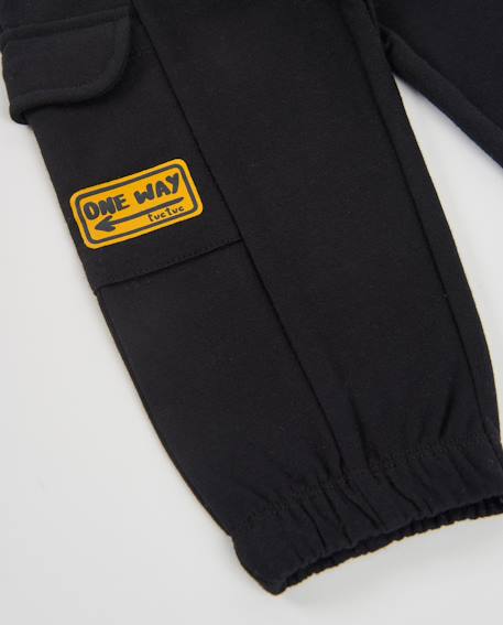 Pantalon de jogging garçon en molleton avec poches latérales Noir 4 - vertbaudet enfant 