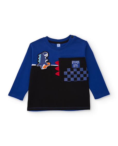 T-shirt manches longues garçon en jersey à motif dinosaure Bleu 2 - vertbaudet enfant 