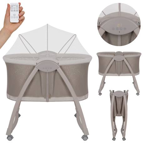 Lit bébé berceau 2en1 gaya pliable avec 4 roues et moustiquaire Beige latte+Beige sand 1 - vertbaudet enfant 