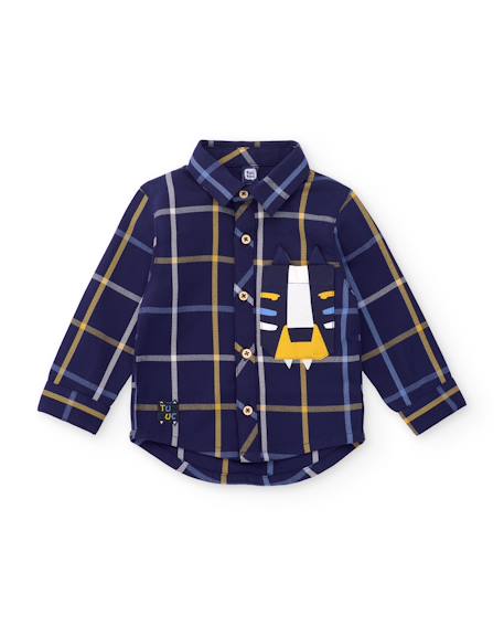Chemise à carreaux garçon en toile de coton fermeture boutonnée Bleu 2 - vertbaudet enfant 