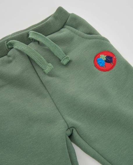 Pantalon bébé garçon en molleton doux avec cordon ajustable Vert 3 - vertbaudet enfant 