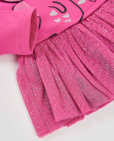 Robe bébé fille en jersey et molleton avec motif dinosaure et volant Rose 4 - vertbaudet enfant 