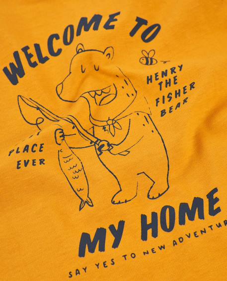 T-shirt en maille pour garçon avec imprimé ours pêcheur Jaune 4 - vertbaudet enfant 