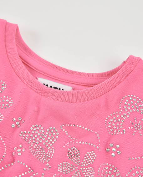 T-shirt fille en maille avec imprimé floral brillant Rose 4 - vertbaudet enfant 