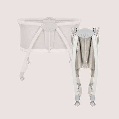Lit bébé berceau 2en1 gaya pliable avec 4 roues et moustiquaire Beige latte+Beige sand 9 - vertbaudet enfant 