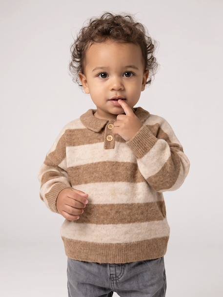 Pull polo bébé garçon taupe 3 - vertbaudet enfant 