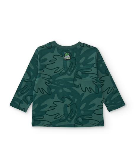 T-shirt garçon en jersey motif jungle avec poche poitrine Vert 2 - vertbaudet enfant 