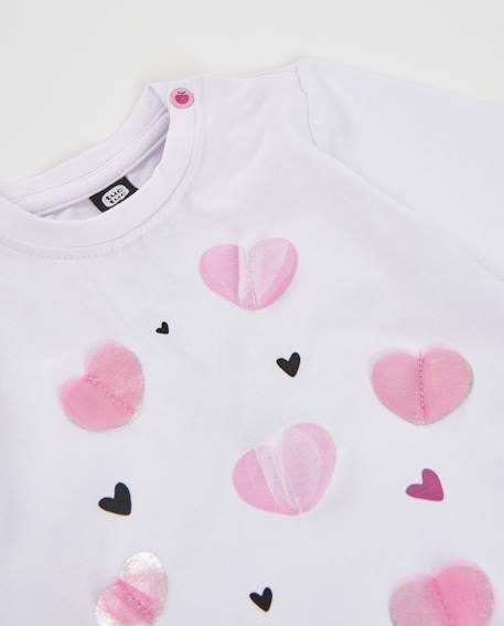 T-shirt bébé fille en jersey avec volant et imprimé cœurs Blanc 3 - vertbaudet enfant 
