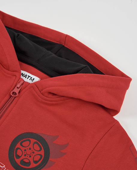 Sweat garçon en jersey avec capuche et fermeture éclair Rouge 3 - vertbaudet enfant 