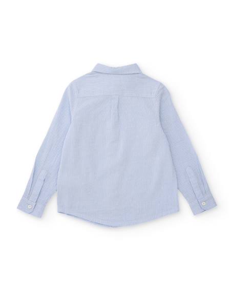 Chemise en coton pour garçon à fines rayures et poche frontale Bleu 2 - vertbaudet enfant 