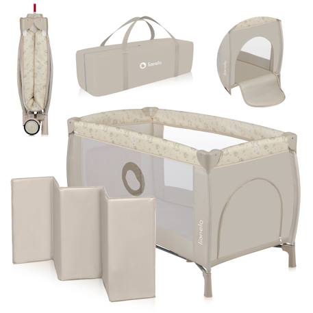 Lit parapluie parc bébé 3en1 sven plus 0-36 mois avec table à langer et moustiquaire Beige latte+Beige olive+Grey scandi 1 - vertbaudet enfant 