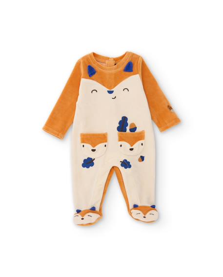 Barboteuse en maille pour bébé avec motif renard Marron 1 - vertbaudet enfant 